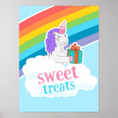 Cute Unicorn Rainbow Sweet Treats Birthday Poster ポスター (正面)