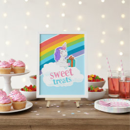 Cute Unicorn Rainbow Sweet Treats Birthday Poster ポスター