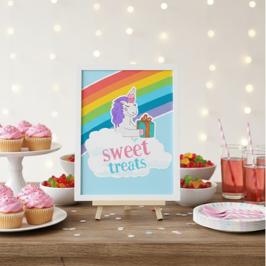 Cute Unicorn Rainbow Sweet Treats Birthday Poster ポスター