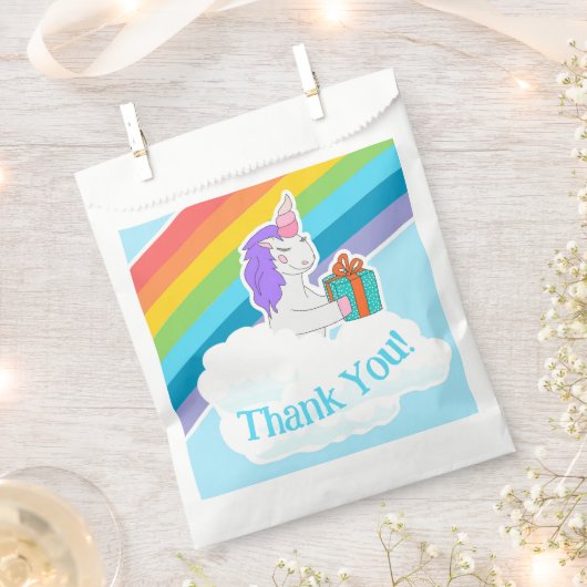 Cute Unicorn Rainbow Thank You  フェイバーバッグ (クリップ留めされた状態)