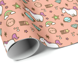 Cute Unicorn & Rainbow Wrapping Paper | Pastel  ラッピングペーパー
