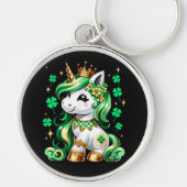 Cute Unicorn Shamrock St Patricks Day  キーホルダー (正面)