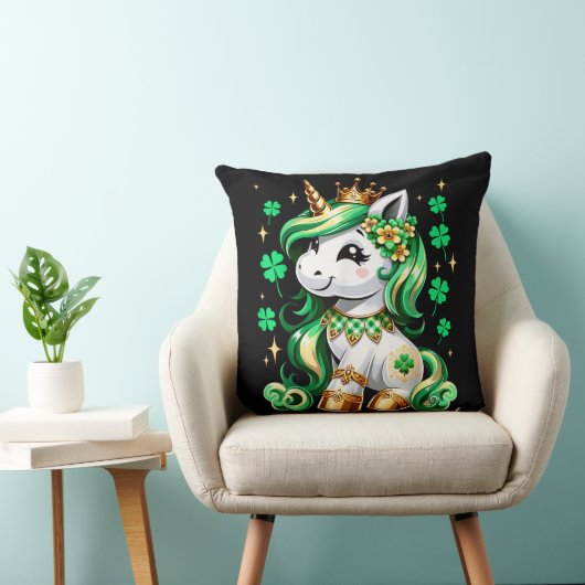 Cute Unicorn Shamrock St Patricks Day クッション (椅子)