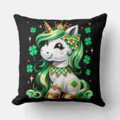 Cute Unicorn Shamrock St Patricks Day クッション (正面)