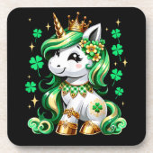 Cute Unicorn Shamrock St Patricks Day コースター (正面)