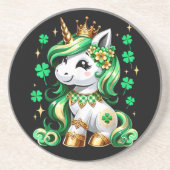 Cute Unicorn Shamrock St Patricks Day コースター (正面)