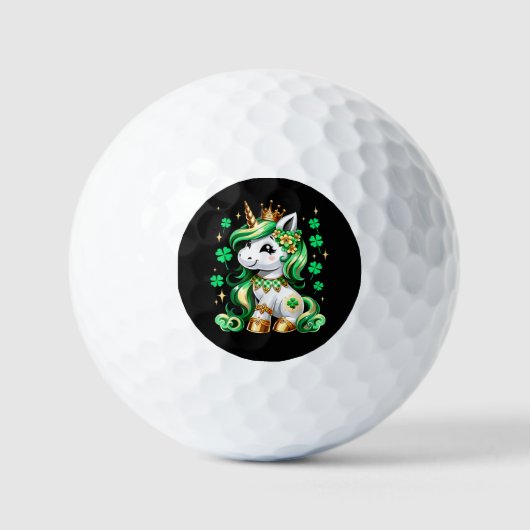 Cute Unicorn Shamrock St Patricks Day  ゴルフボール (正面)