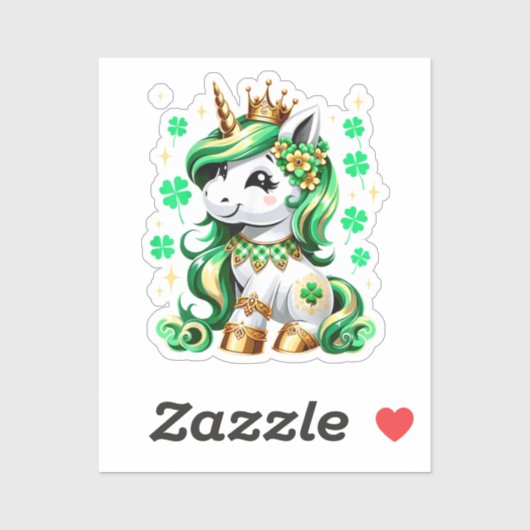 Cute Unicorn Shamrock St Patricks Day シール (シート)