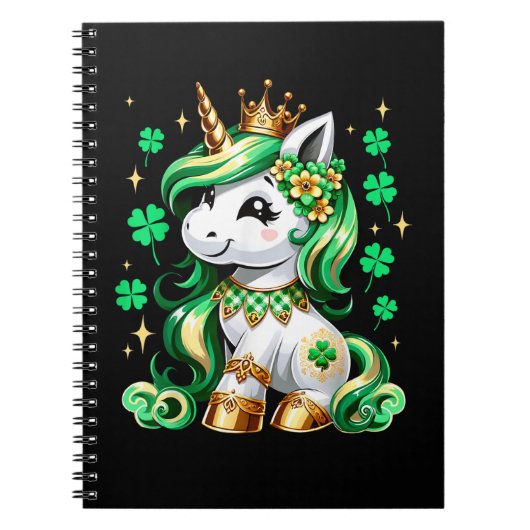 Cute Unicorn Shamrock St Patricks Day  ノートブック (正面)