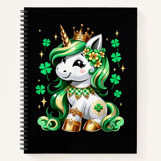 Cute Unicorn Shamrock St Patricks Day  ノートブック (正面)