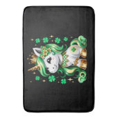 Cute Unicorn Shamrock St Patricks Day バスマット (正面縦)