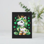 Cute Unicorn Shamrock St Patricks Day  ポストカード (スタンド正面)
