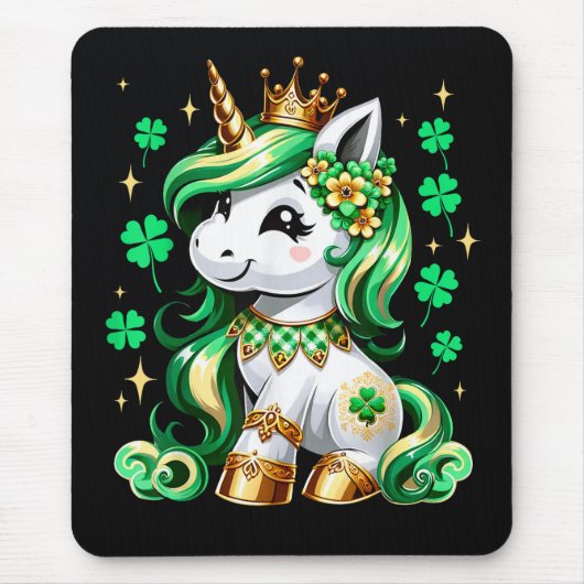 Cute Unicorn Shamrock St Patricks Day  マウスパッド (正面)