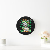 Cute Unicorn Shamrock St Patricks Day  ラウンド壁時計 (ホーム)