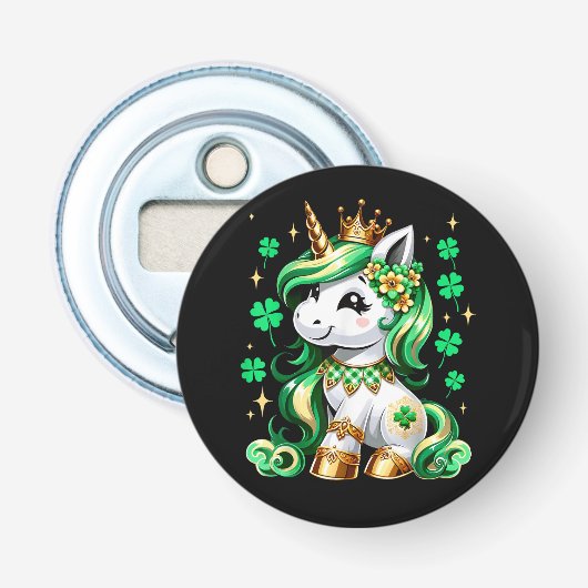 Cute Unicorn Shamrock St Patricks Day  栓抜き (正面)