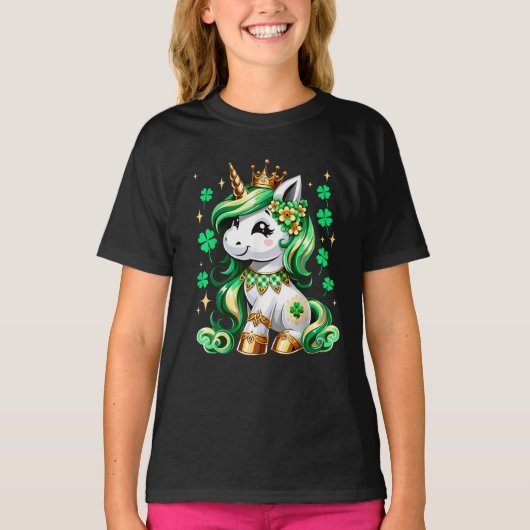 Cute Unicorn Shamrock St Patricks Day Tシャツ (正面)