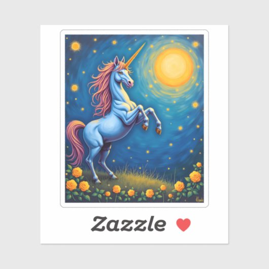 Cute Unicorn Starry Night (4) シール (シート)