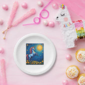 Cute Unicorn Starry Night (4) ペーパープレート (パーティー)
