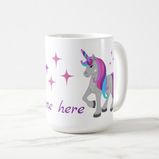 Cute Unicorn & Stars コーヒーマグカップ