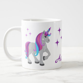 Cute Unicorn & Stars ジャンボコーヒーマグカップ