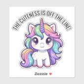 Cute Unicorn Sticker – The Cuteness Is Off The Lin シール (シート)