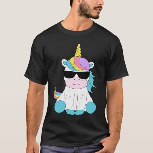 Cute Unicorn Sunglasses Magical Unicorns Fantasy M Tシャツ (正面)