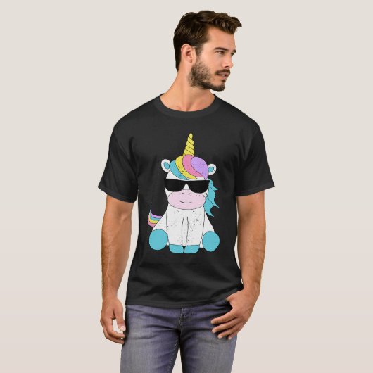 Cute Unicorn Sunglasses Magical Unicorns Fantasy M Tシャツ (正面フル)