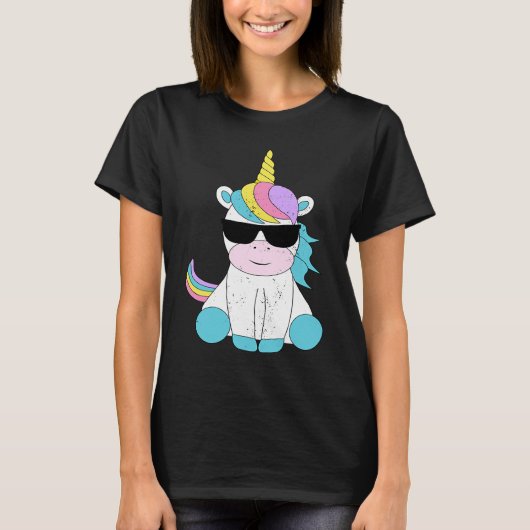 Cute Unicorn Sunglasses Magical Unicorns Fantasy M Tシャツ (正面)