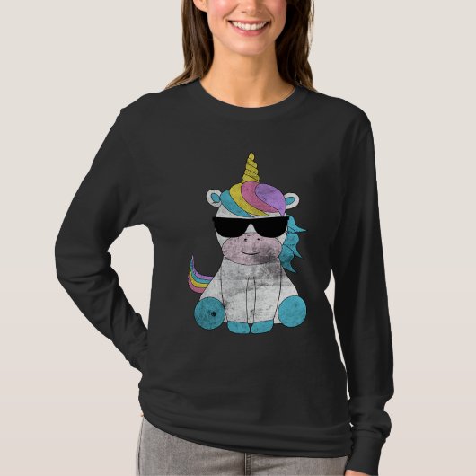 Cute Unicorn Sunglasses Unicorns Magical Creature  Tシャツ (正面)