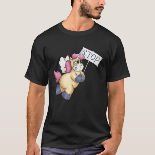 Cute Unicorn wearing face mask  Unicorn Mask  idea Tシャツ (正面)