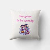 Cute Unicorn Witch Illustration – "Too Glam to Be  クッション (裏面)