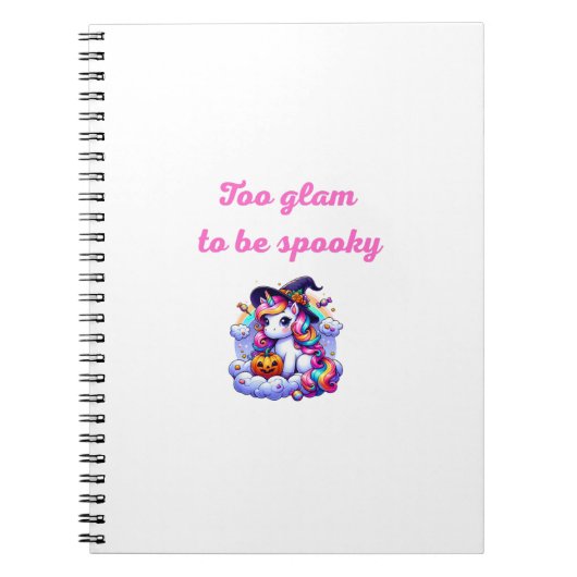 Cute Unicorn Witch Illustration – "Too Glam to Be ノートブック (正面)