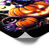 Cute Unicorn Witch Pumpkin Halloween Shirts Girls  ポスター (角)