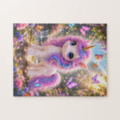 Cute Unicorn with Butterflies Jigsaw Puzzle ジグソーパズル (横)
