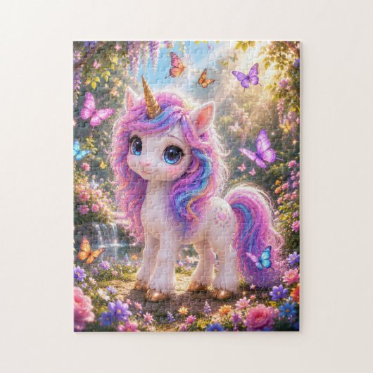 Cute Unicorn with Butterflies Jigsaw Puzzle ジグソーパズル (縦)