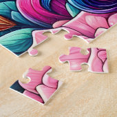 Cute Unicorn With Heart Glasses ジグソーパズル (側面)