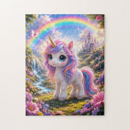 Cute Unicorn with Rainbow Jigsaw Puzzle ジグソーパズル