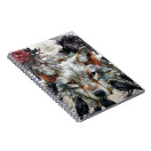 Cute Unique Boho Wolf Raven & Florals Notebook ノートブック (右側)