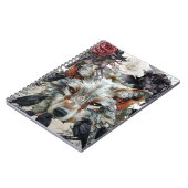 Cute Unique Boho Wolf Raven & Florals Notebook ノートブック (左側)
