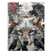 Cute Unique Boho Wolf Raven & Florals Notebook ノートブック (正面)