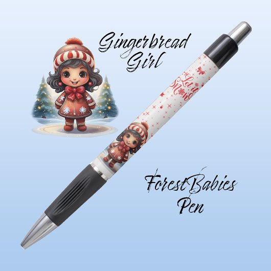 Cute Unique Gingerbread Girl, Let it Snow, White ボールペン
