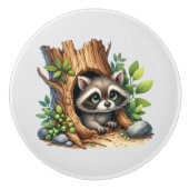 Cute unisex baby raccoon Nursery  セラミックノブ (正面)