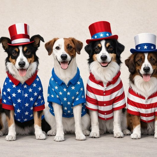 Cute USA Dogs in Star-Spangled Hats & Shirts