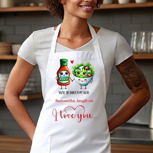 Cute Valentine Apron Funny Food Quotes Custom Name エプロン
