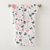 Cute Valentine Bath Towel Pink Black Love Text バスタオルセット (インサイチュ)