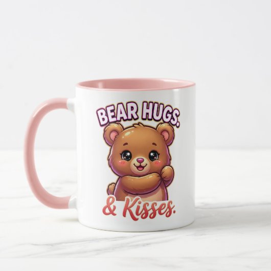 Cute Valentine Bear – Bear Hugs & Kisses マグカップ (左)