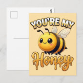 Cute Valentine Bee – You’re My Honey ポストカード (正面/裏面)