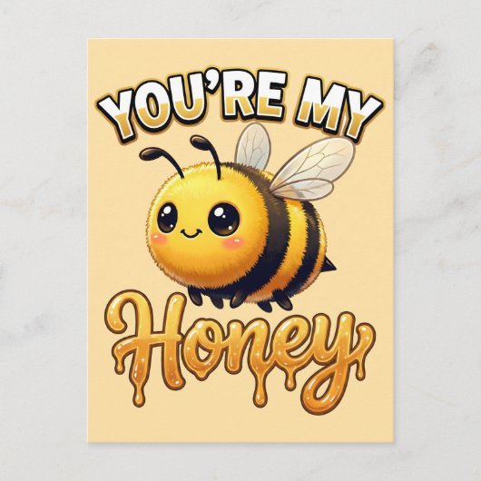 Cute Valentine Bee – You’re My Honey ポストカード (正面)