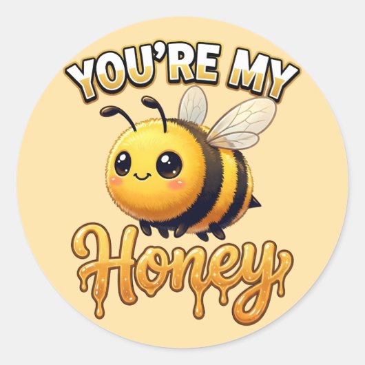 Cute Valentine Bee – You’re My Honey ラウンドシール (正面)