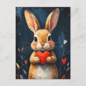 Cute Valentine Bunny Modern Art ポストカード (正面)